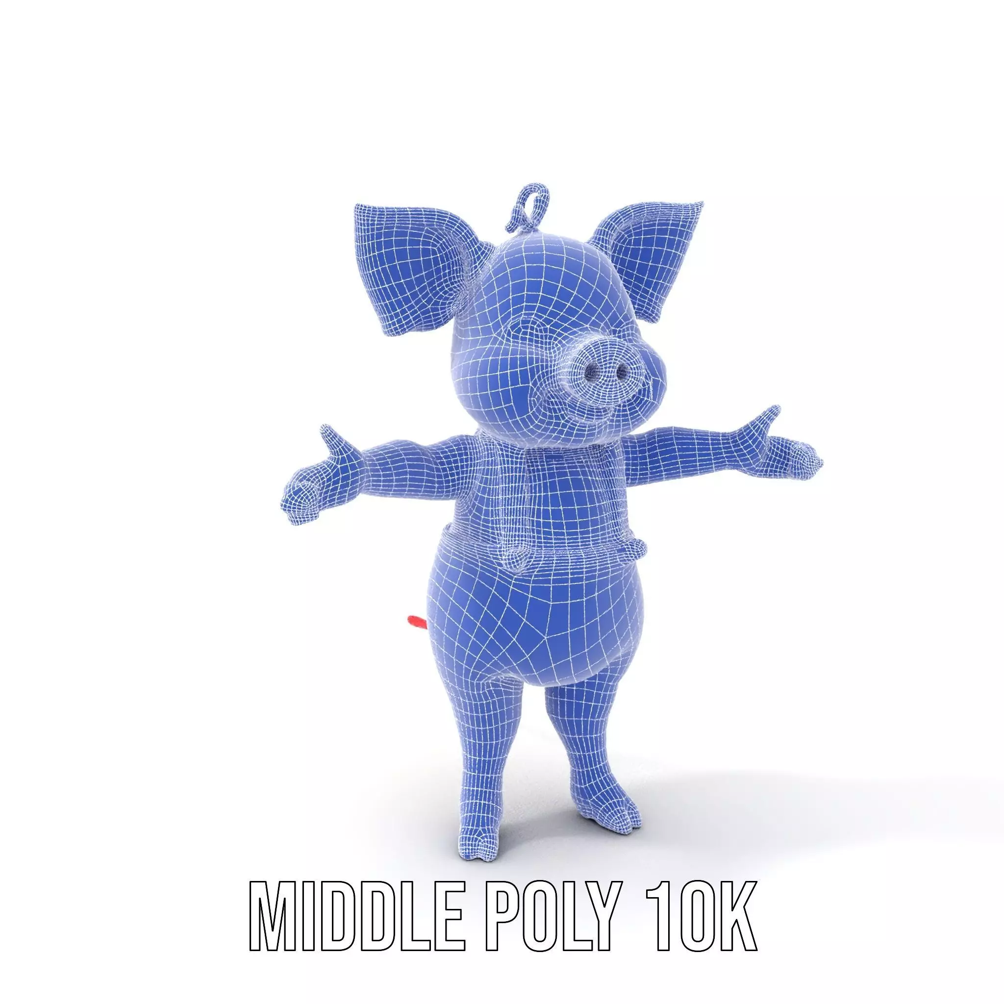 Cute Piglet Character Model in Yellow Overalls Rigged and Ani... Low-poly 3D model_11