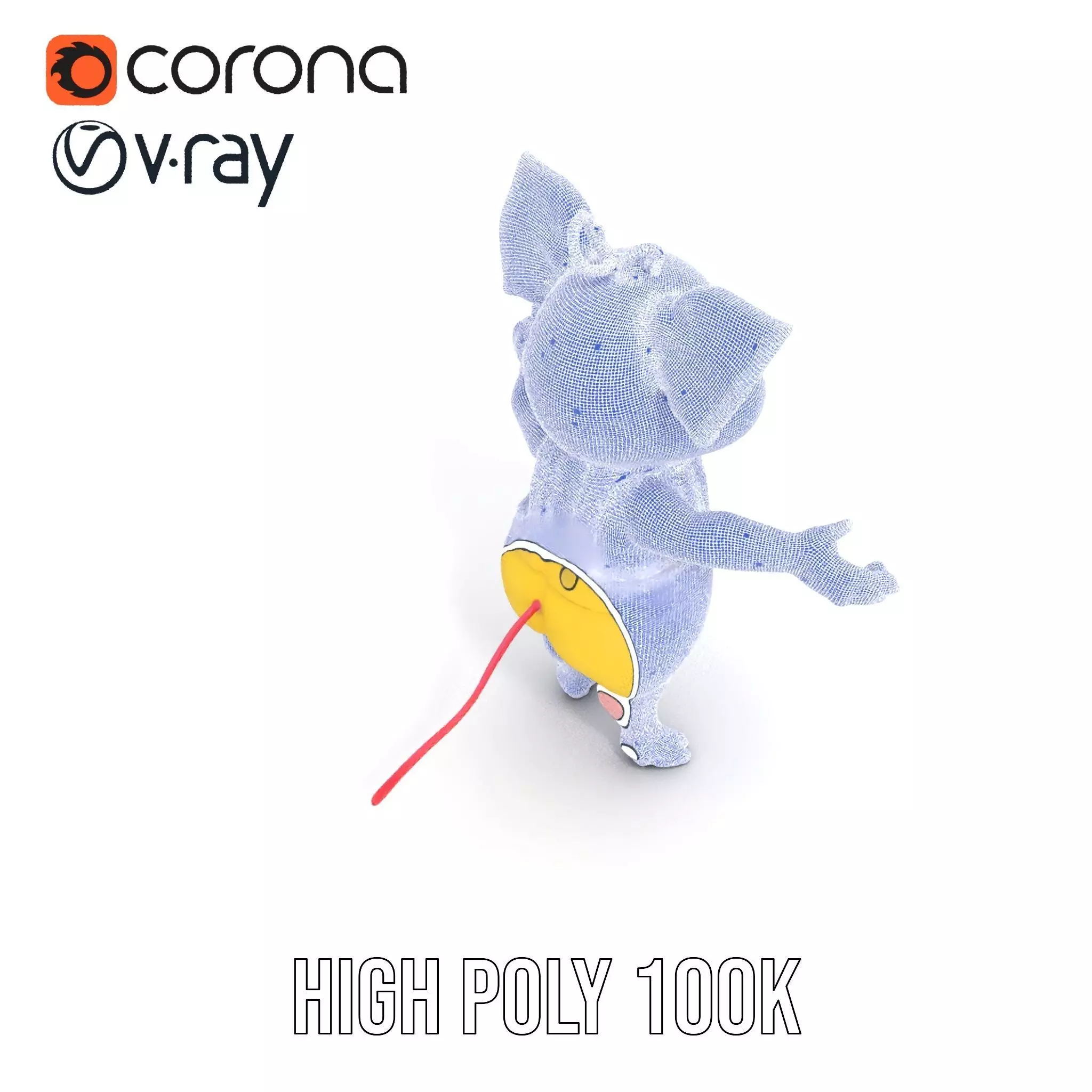 Cute Piglet Character Model in Yellow Overalls Rigged and Ani... Low-poly 3D model_20