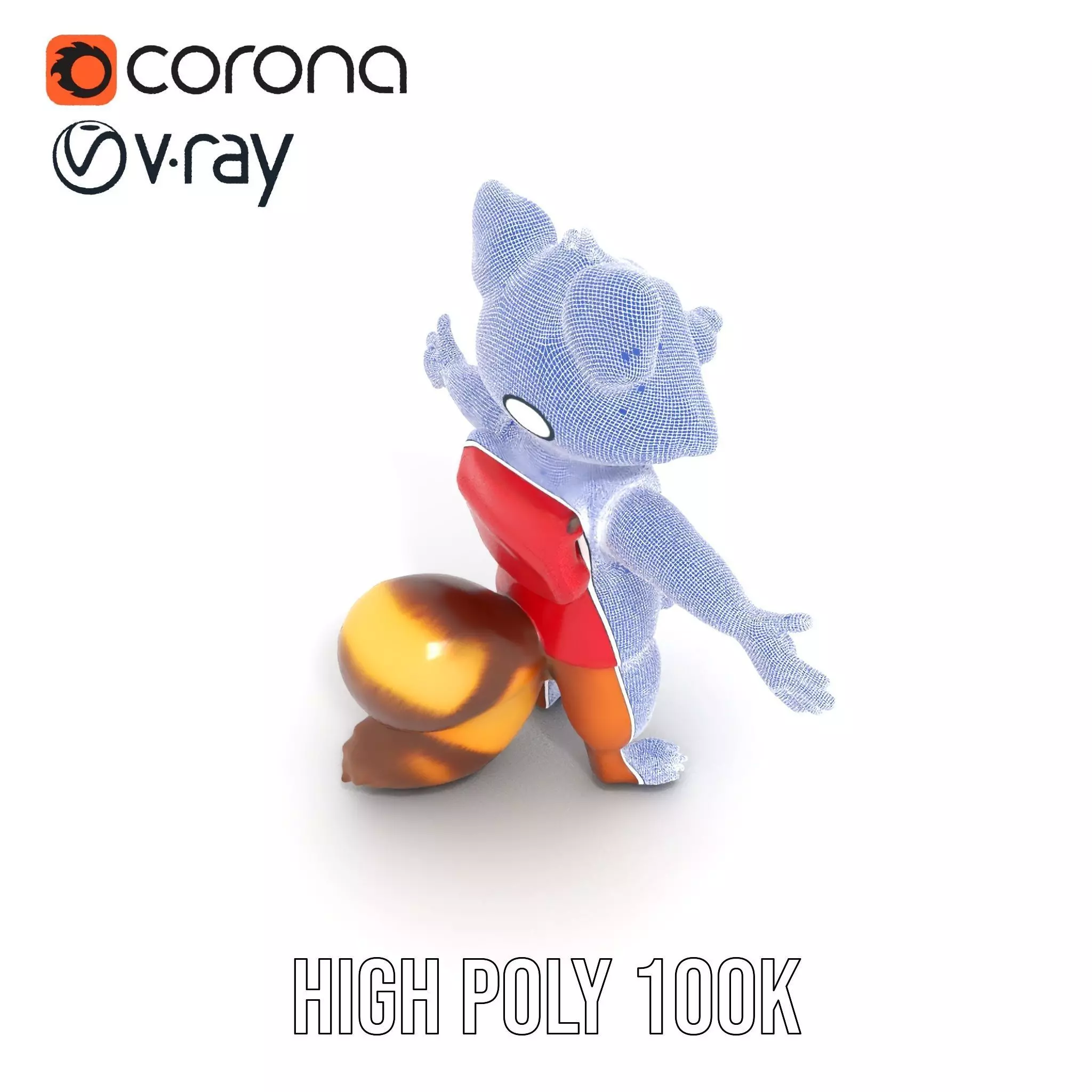 Cartoon Raccoon Character Rigged and Animated with Vest Low-poly 3D model_33