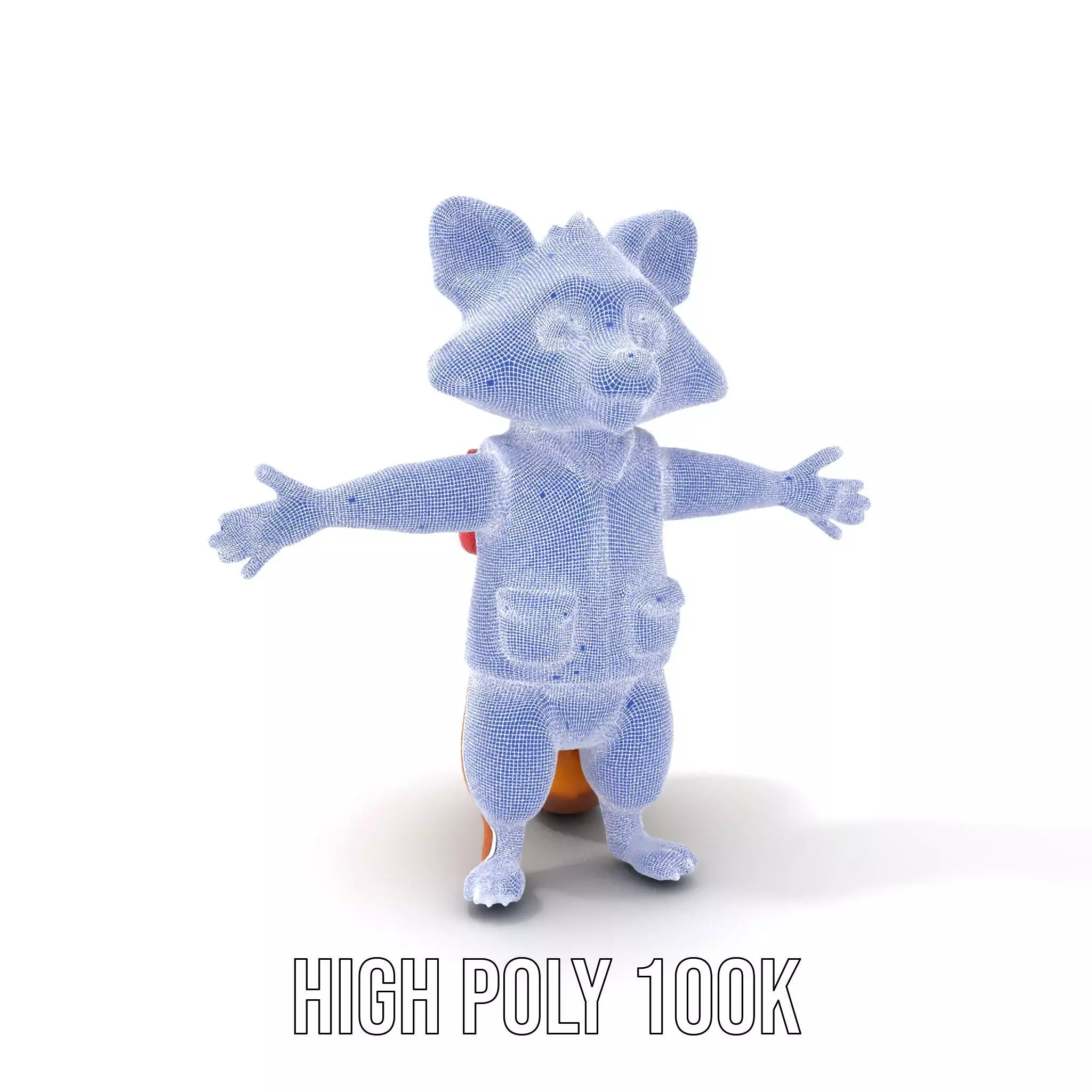 Cartoon Raccoon Character Rigged and Animated with Vest Low-poly 3D model_5
