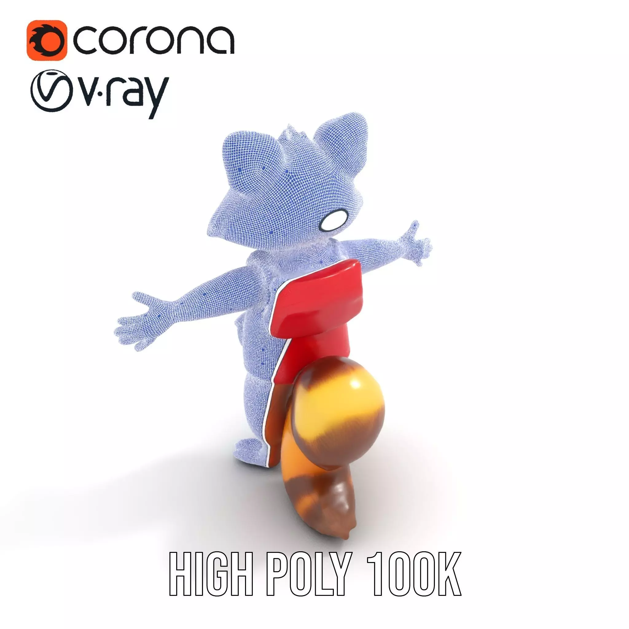 Cartoon Raccoon Character Rigged and Animated with Vest Low-poly 3D model_23