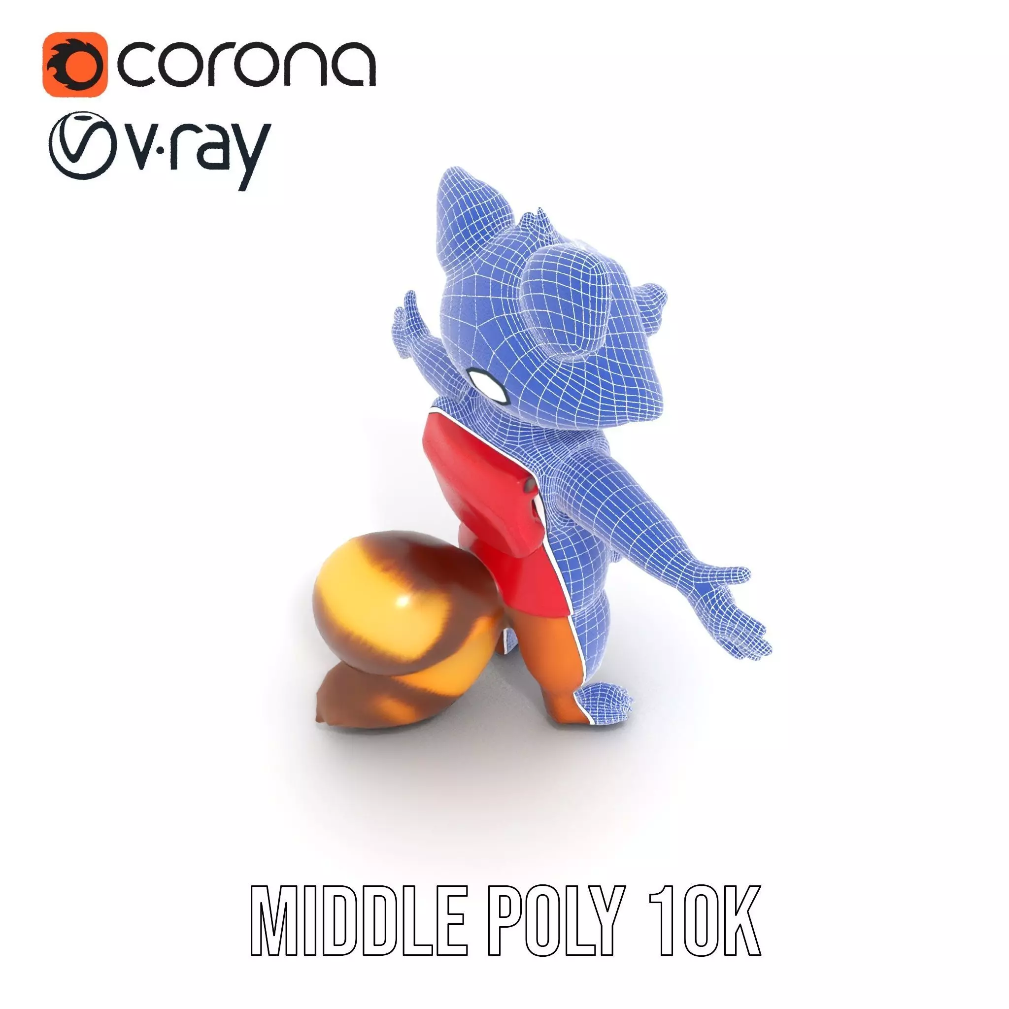 Cartoon Raccoon Character Rigged and Animated with Vest Low-poly 3D model_27
