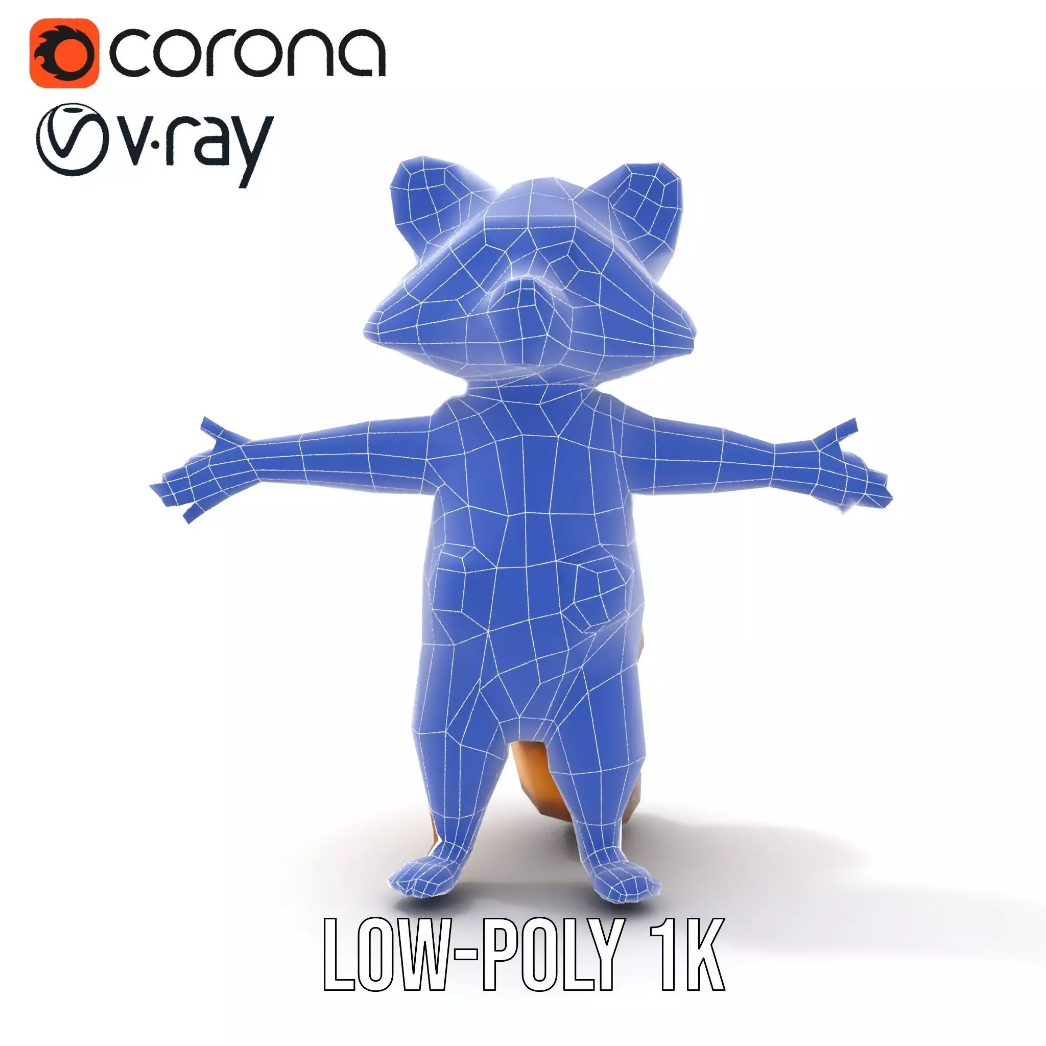 Cartoon Raccoon Character Rigged and Animated with Vest Low-poly 3D model_15