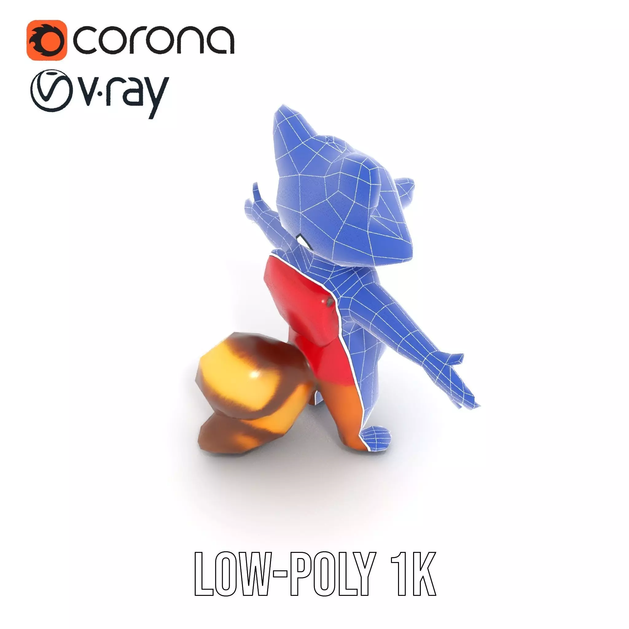 Cartoon Raccoon Character Rigged and Animated with Vest Low-poly 3D model_25