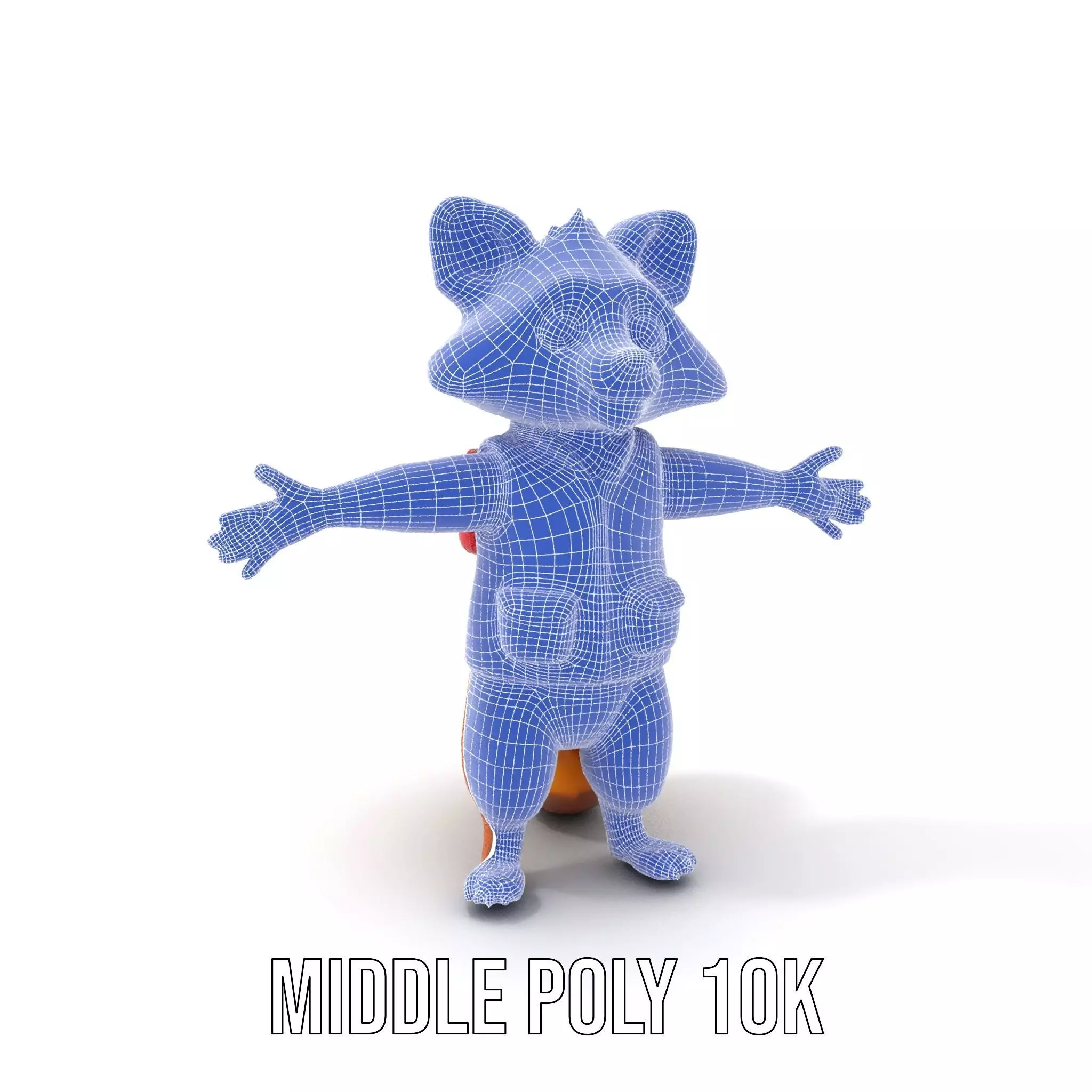 Cartoon Raccoon Character Rigged and Animated with Vest Low-poly 3D model_24