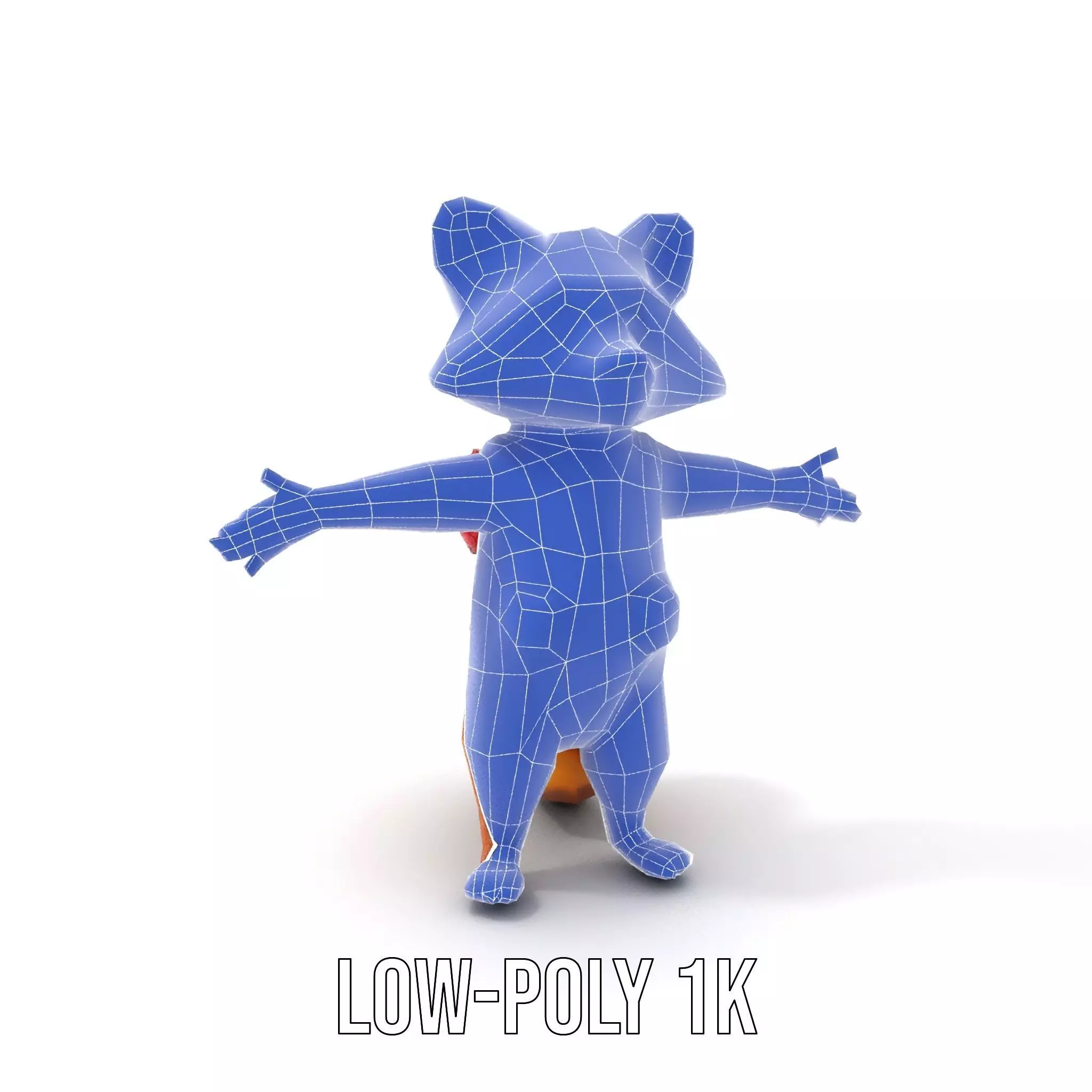 Cartoon Raccoon Character Rigged and Animated with Vest Low-poly 3D model_31