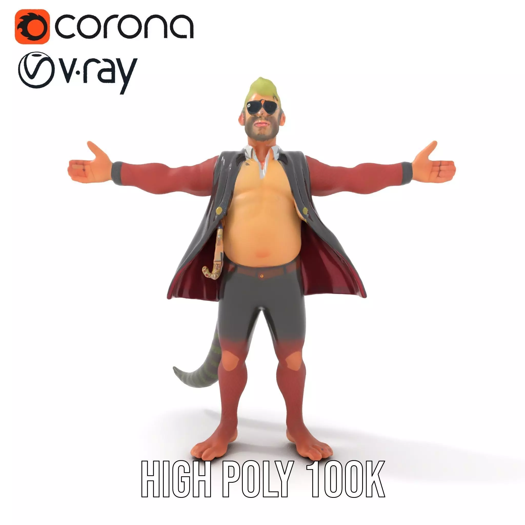 Stylish Anthropomorphic Character Model Pack Low-poly 3D model_32
