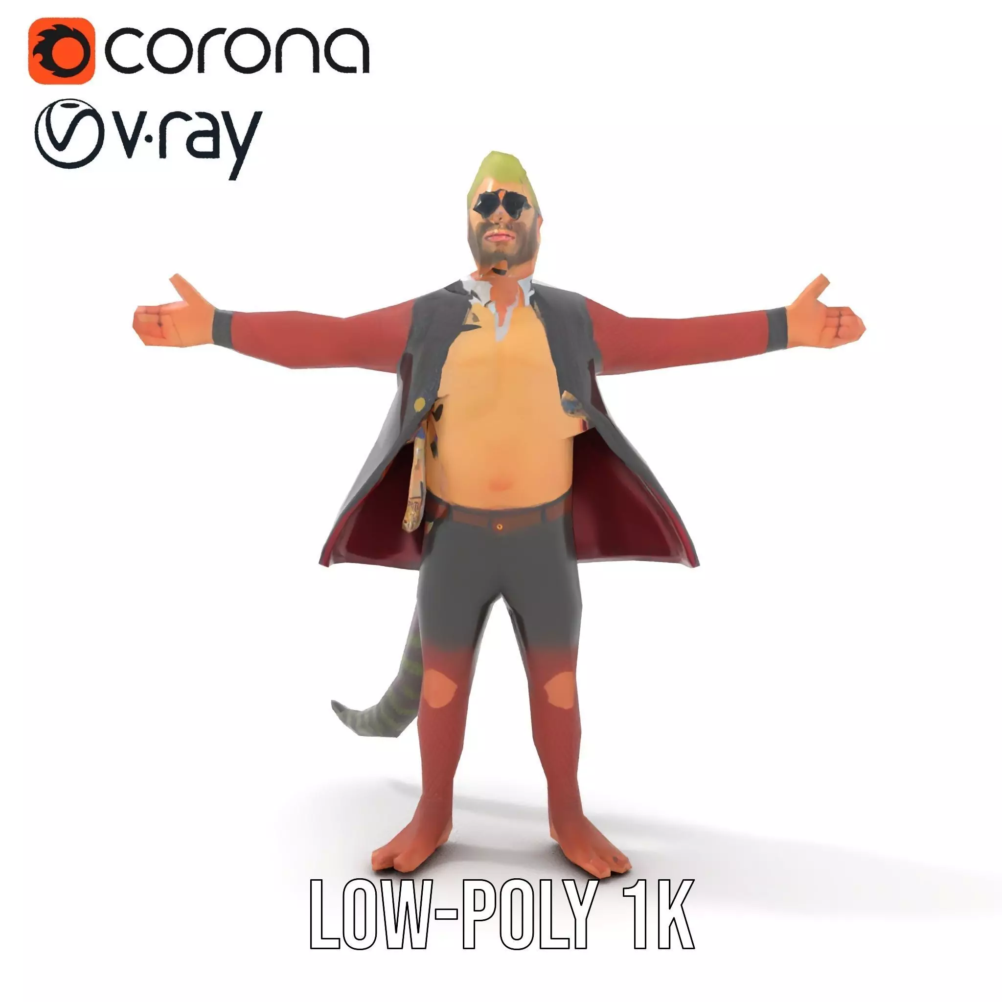 Stylish Anthropomorphic Character Model Pack Low-poly 3D model_9