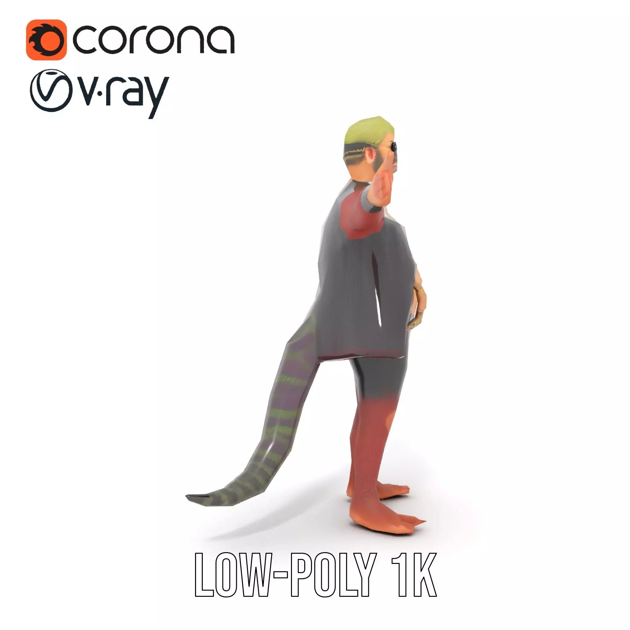 Stylish Anthropomorphic Character Model Pack Low-poly 3D model_14