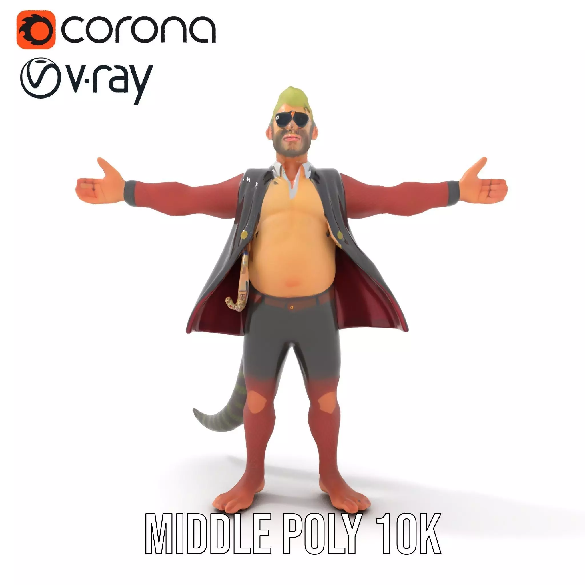 Stylish Anthropomorphic Character Model Pack Low-poly 3D model_13