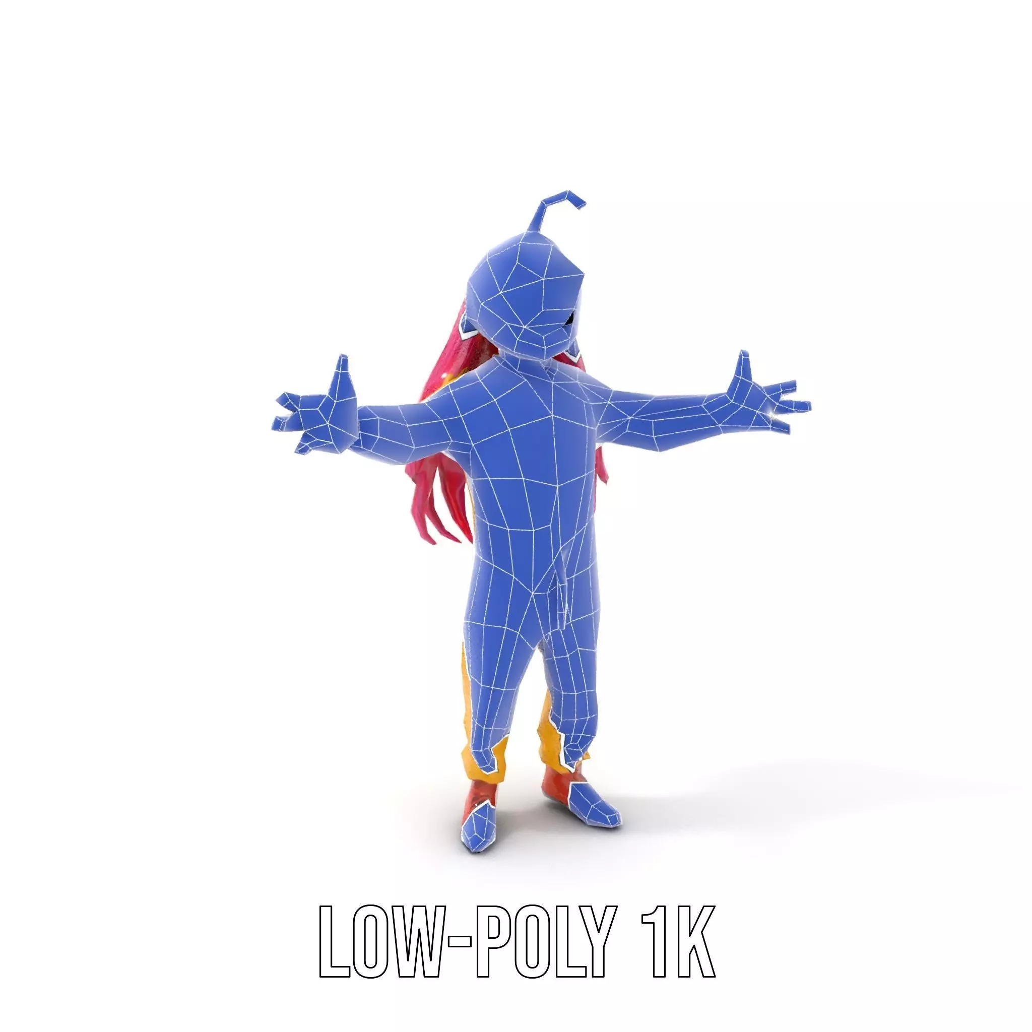 Smiling PinkHaired Character in Yellow Jumpsuit  Rigged and A... Low-poly 3D model_22