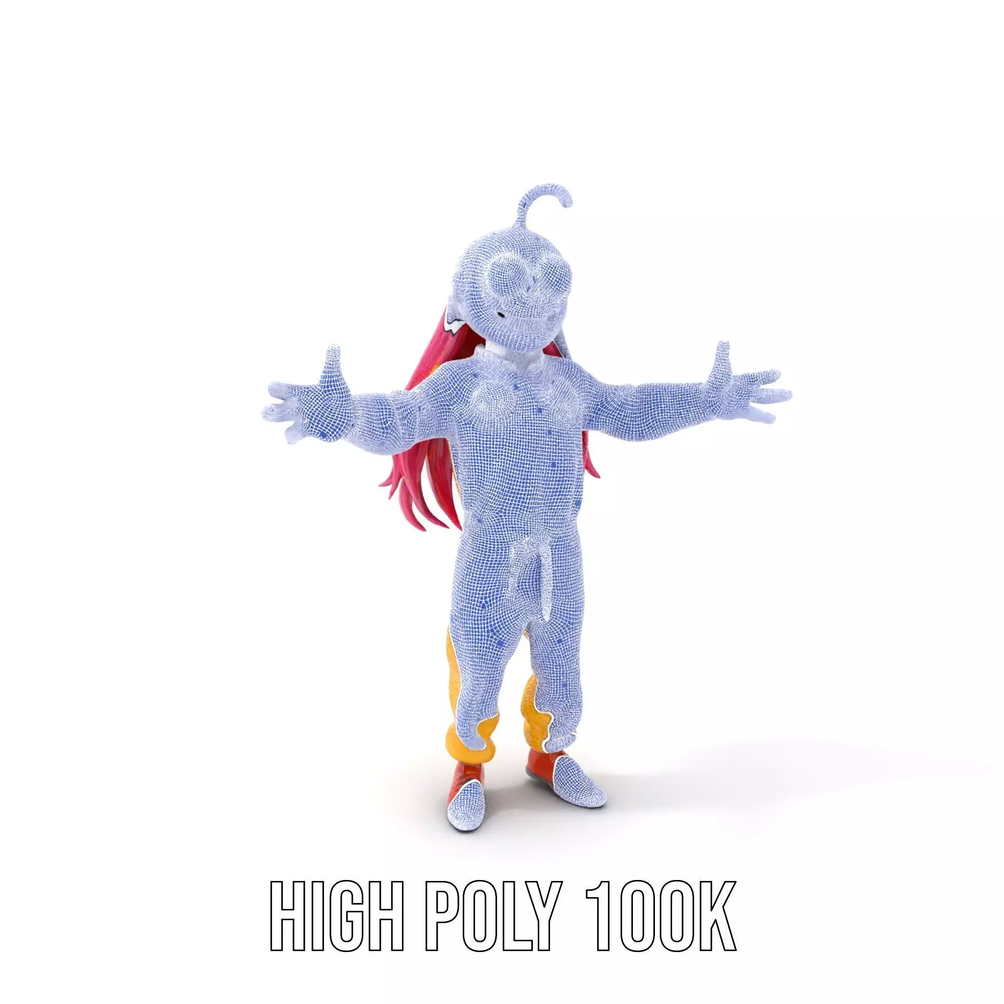 Smiling PinkHaired Character in Yellow Jumpsuit  Rigged and A... Low-poly 3D model_5