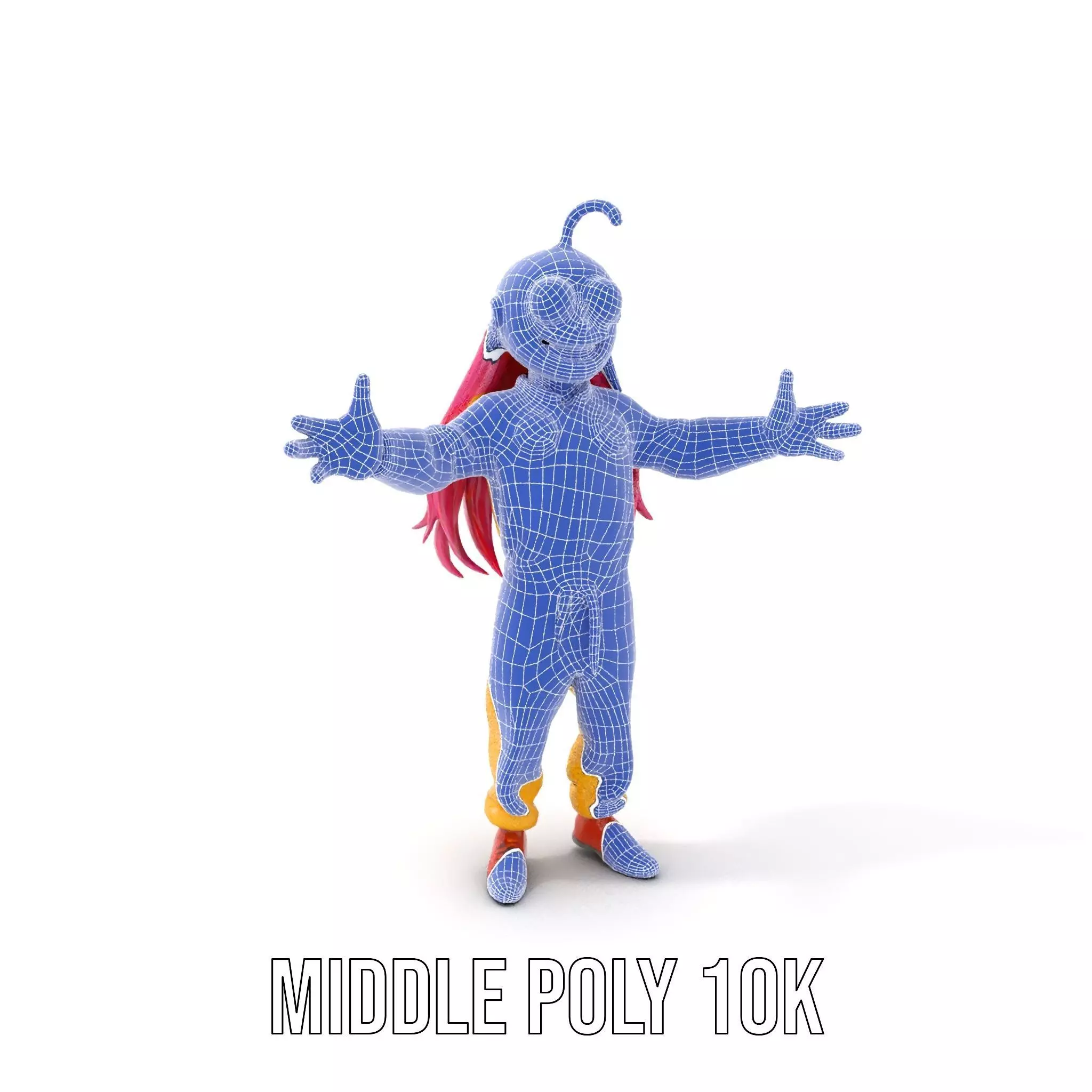 Smiling PinkHaired Character in Yellow Jumpsuit  Rigged and A... Low-poly 3D model_19