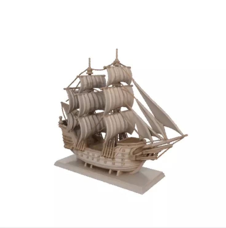 1838 Pirate Sailing Ship with Cannons Ivory Style 3D print model_2