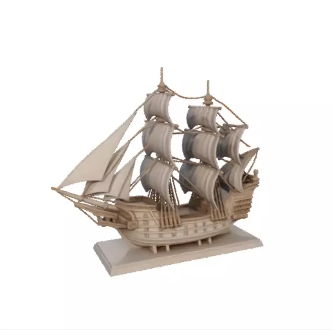 1838 Pirate Sailing Ship with Cannons Ivory Style 3D print model_3