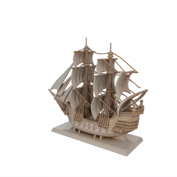 1838 Pirate Sailing Ship with Cannons Ivory Style 3D print model_0
