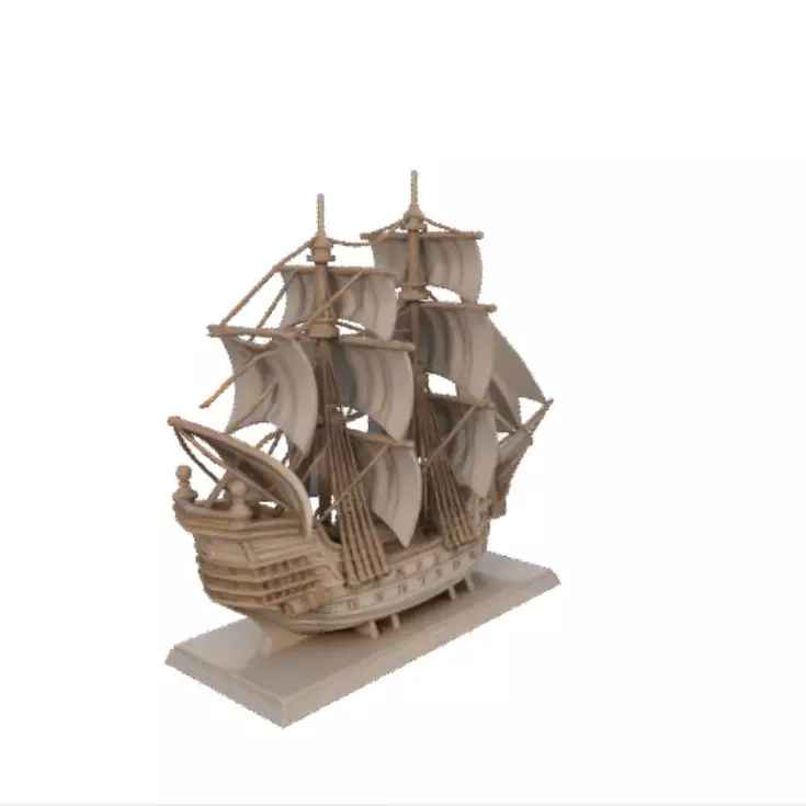 1838 Pirate Sailing Ship with Cannons Ivory Style 3D print model_1