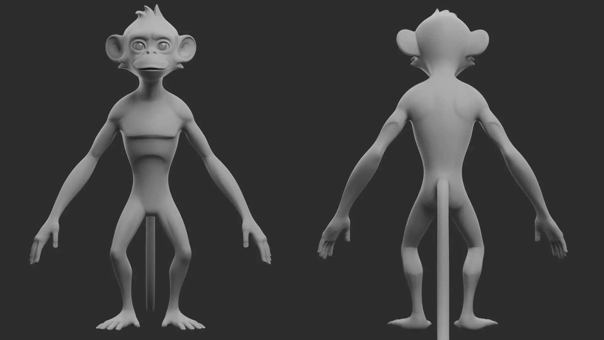 Monkey Stylize II Cartoon Low-poly 3D model_5