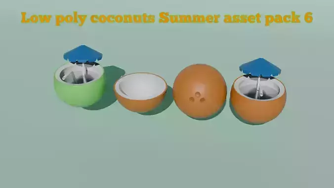 Low poly coconuts Summer asset pack 6