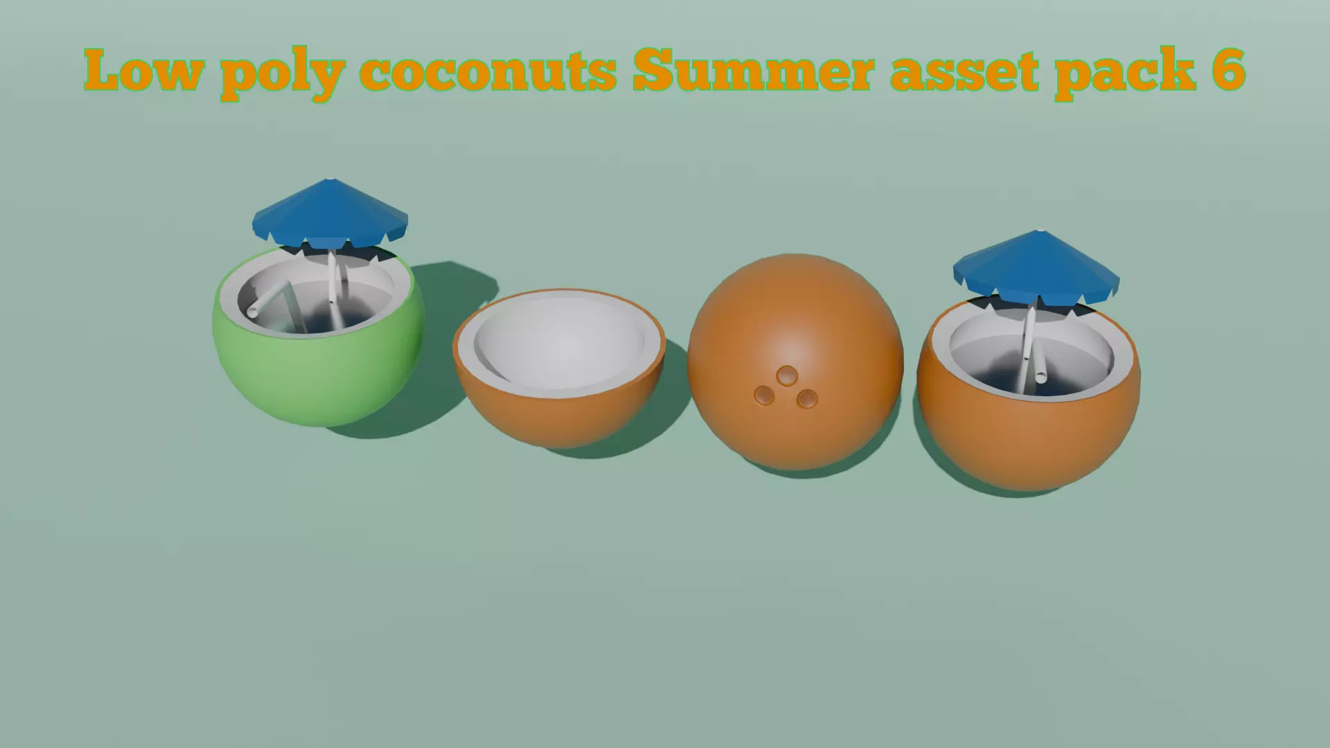 Low poly coconuts Summer asset pack 6 Low-poly 3D model_0