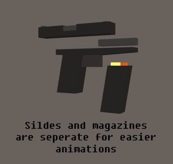 Block Guns Collection w Unity Package Low-poly 3D model_9