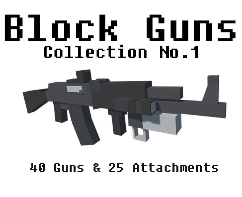 Block Guns Collection w Unity Package Low-poly 3D model_0