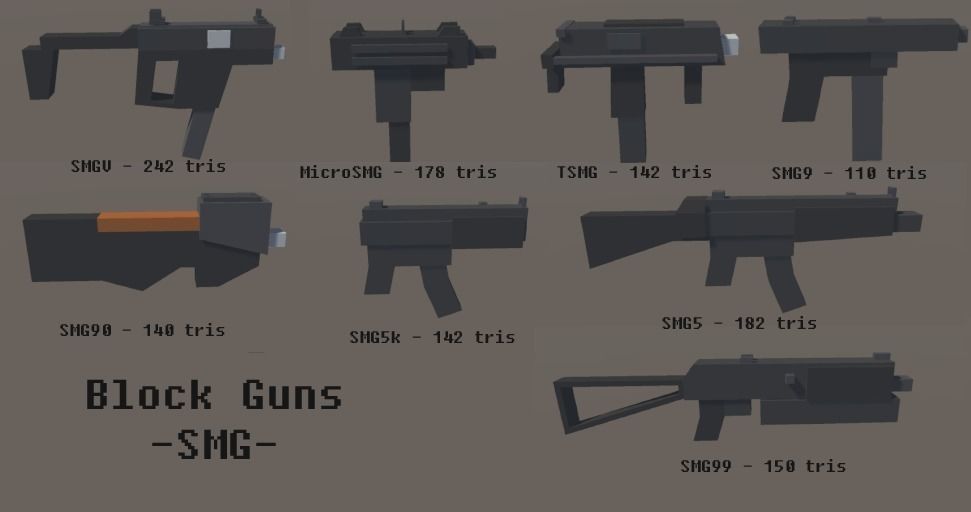 Block Guns Collection w Unity Package Low-poly 3D model_2