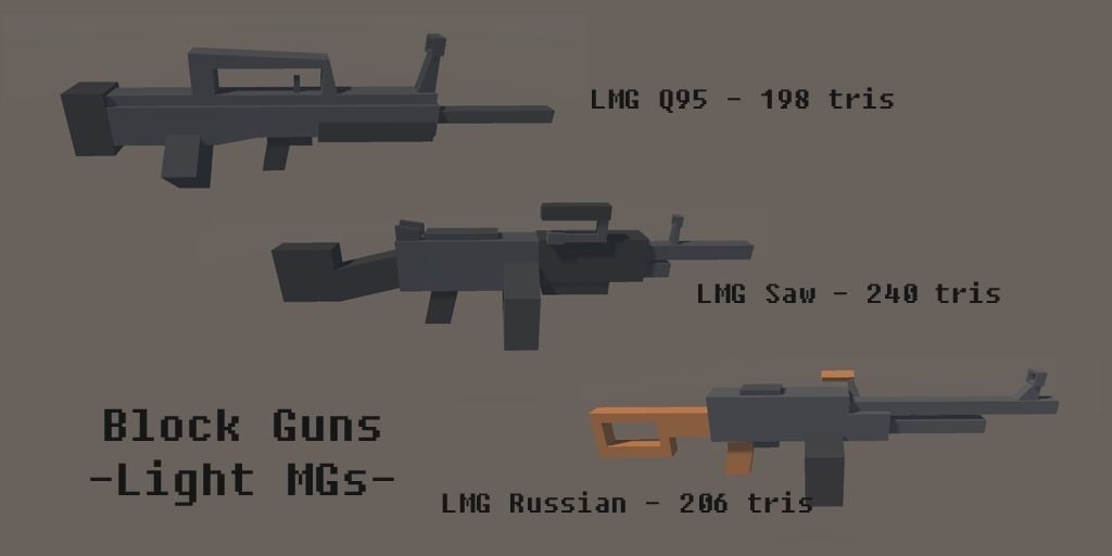 Block Guns Collection w Unity Package Low-poly 3D model_5