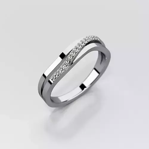 Wedding ring with round gemstones 003 3D print model
