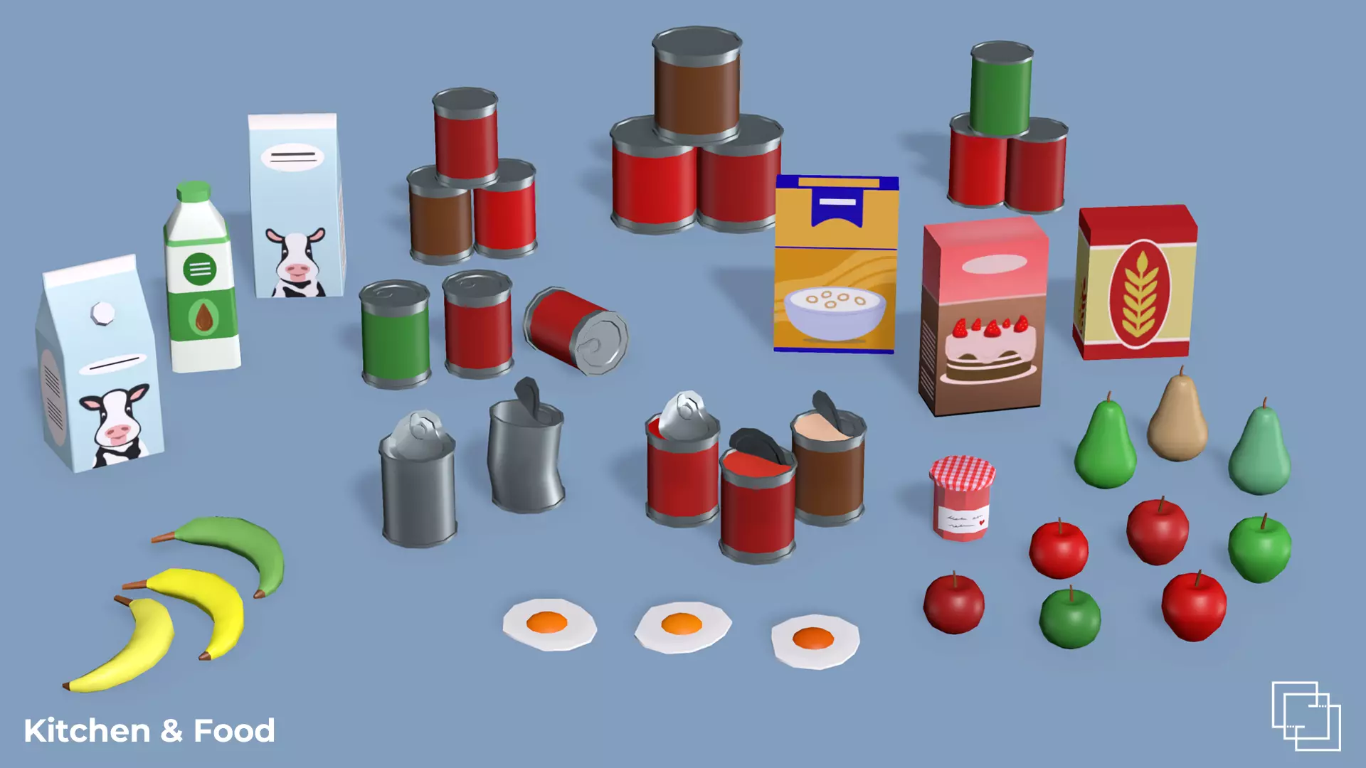 Kitchen and Food - Low Poly House Items Low-poly 3D model_4