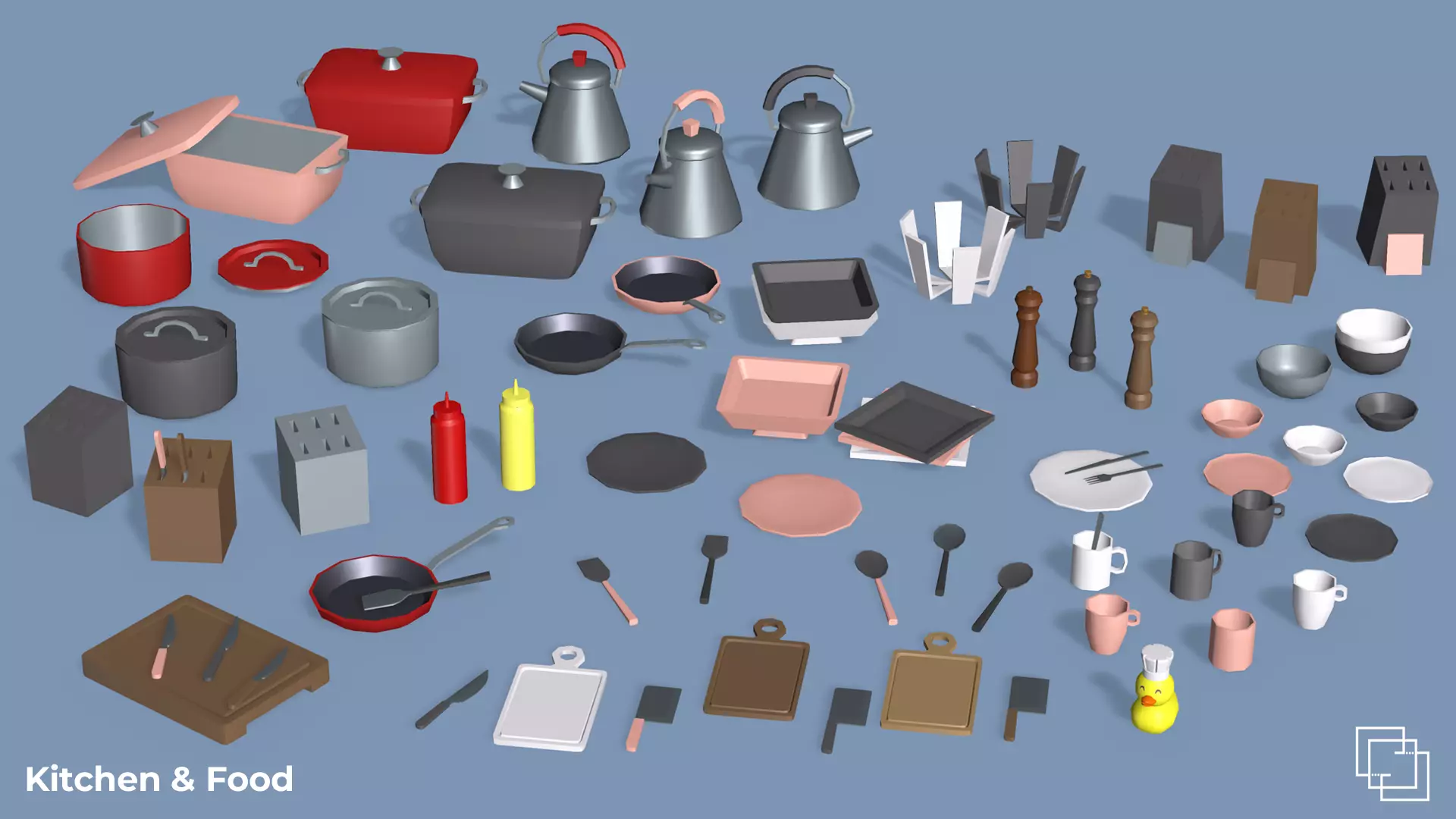 Kitchen and Food - Low Poly House Items Low-poly 3D model_2