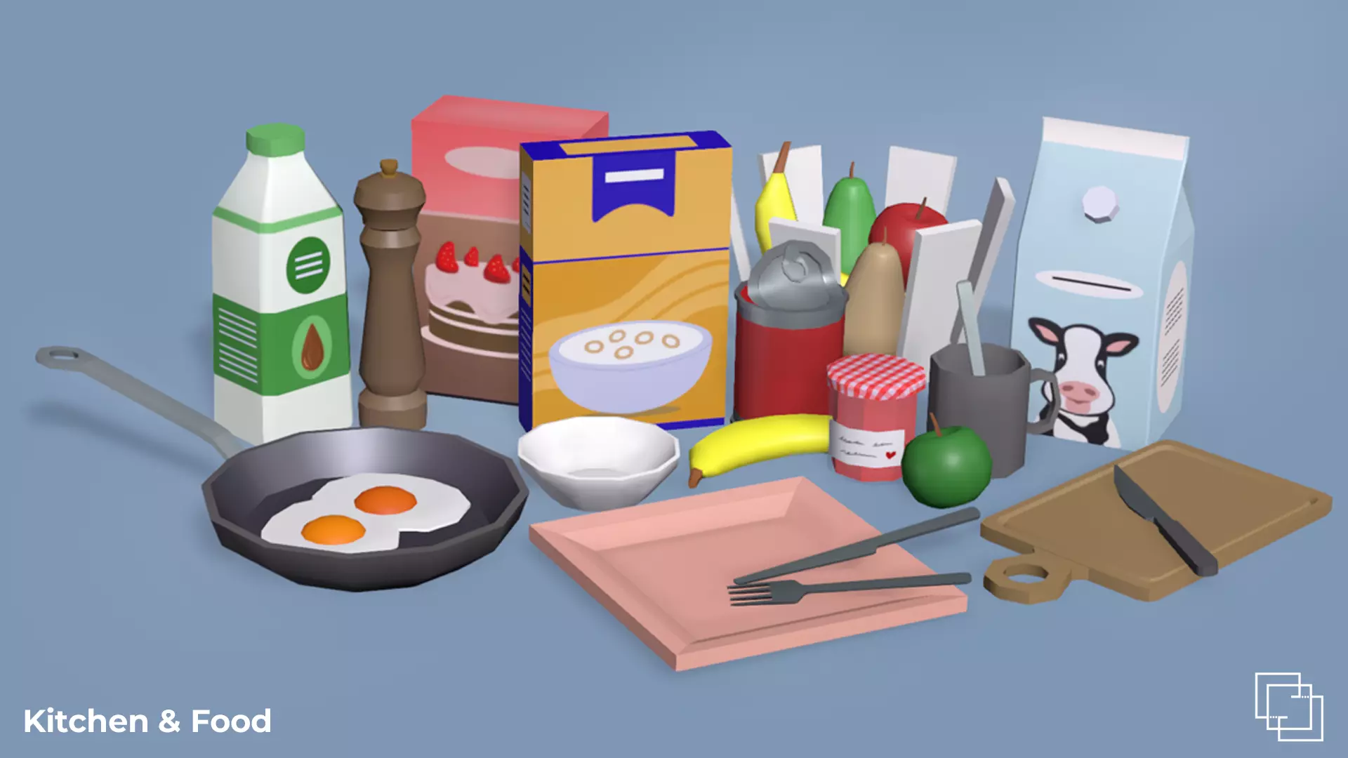 Kitchen and Food - Low Poly House Items Low-poly 3D model_3