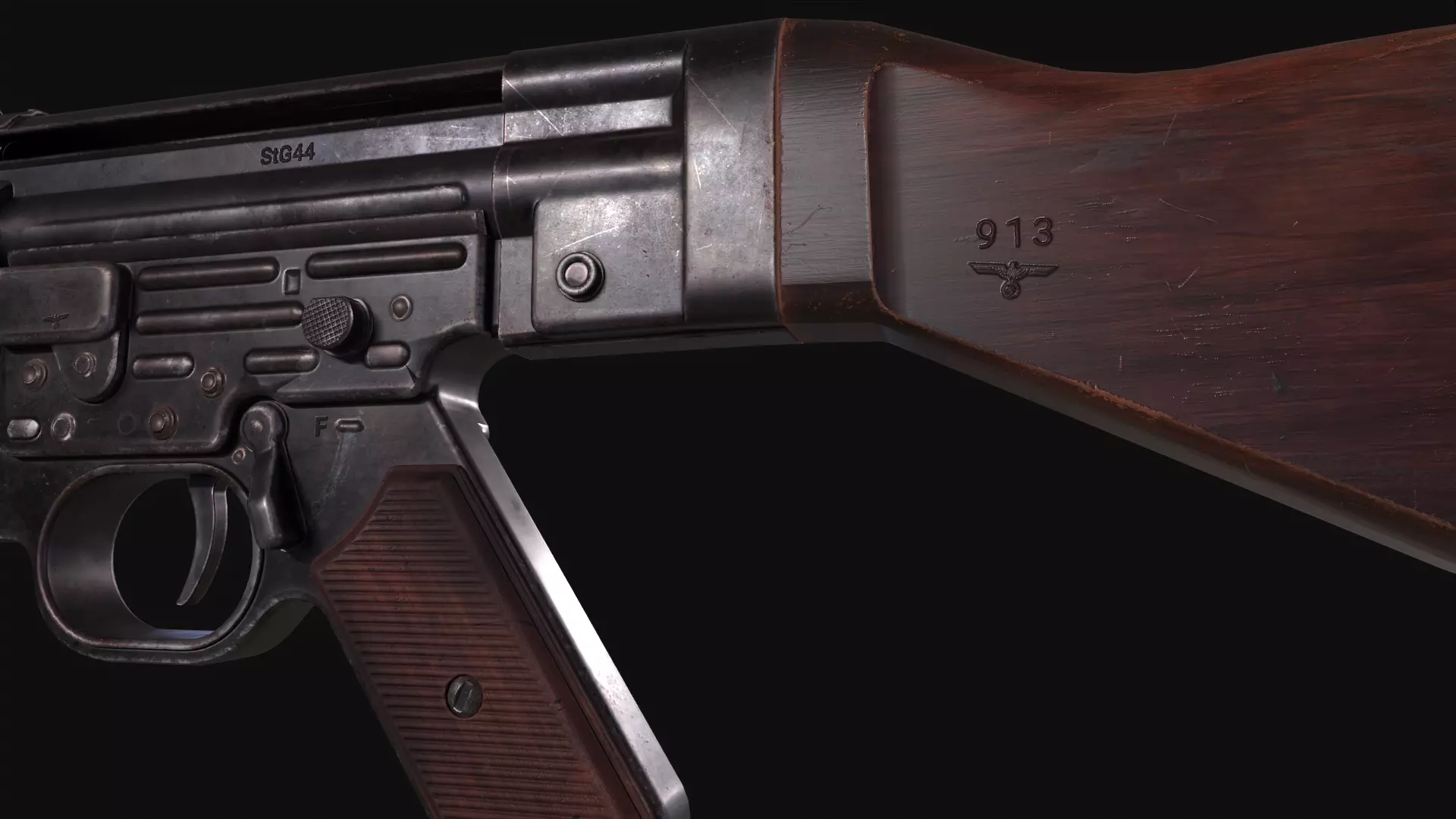 STG44 Rifle Low-poly 3D model_9