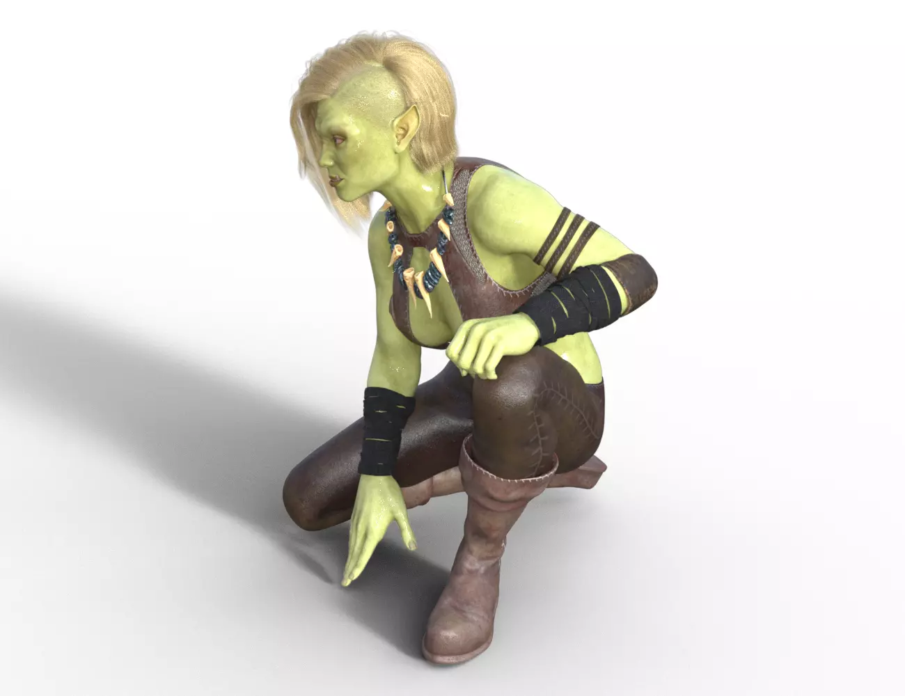 High-Quality Orc Female Warrior 3D model_3