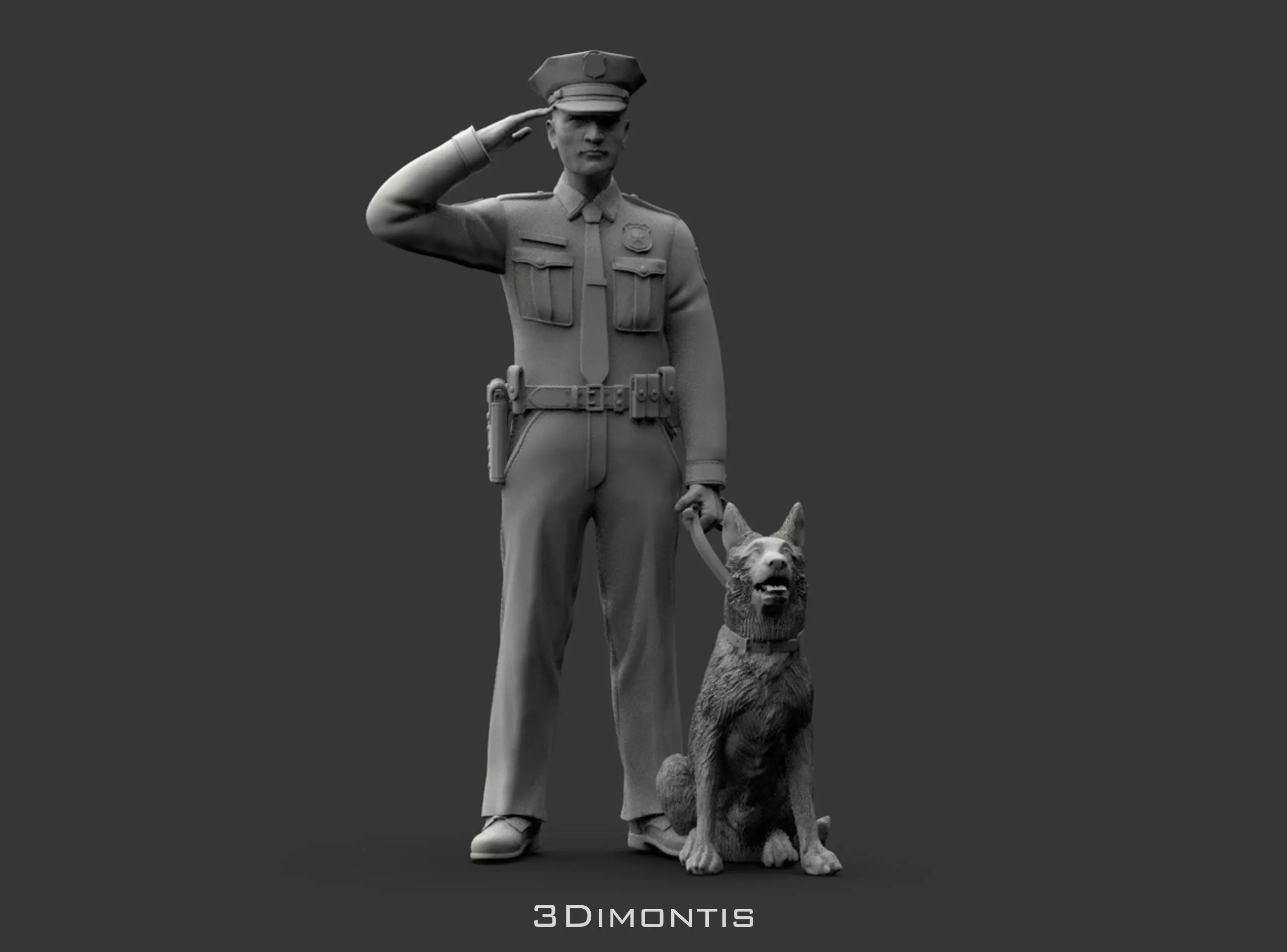 POLICE OFFICER AND DOG 3D print model