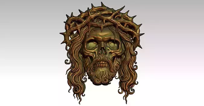 skull crown of thorns CNC Relief Model
