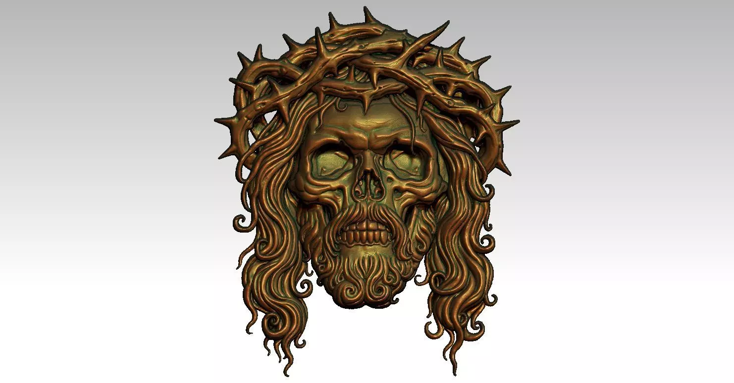 skull crown of thorns CNC Relief Model 3D print model