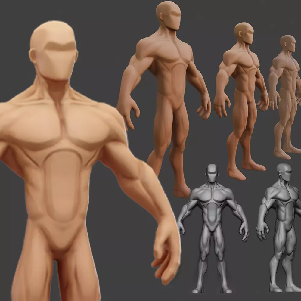 Stylized Male Base Character 3D model_0