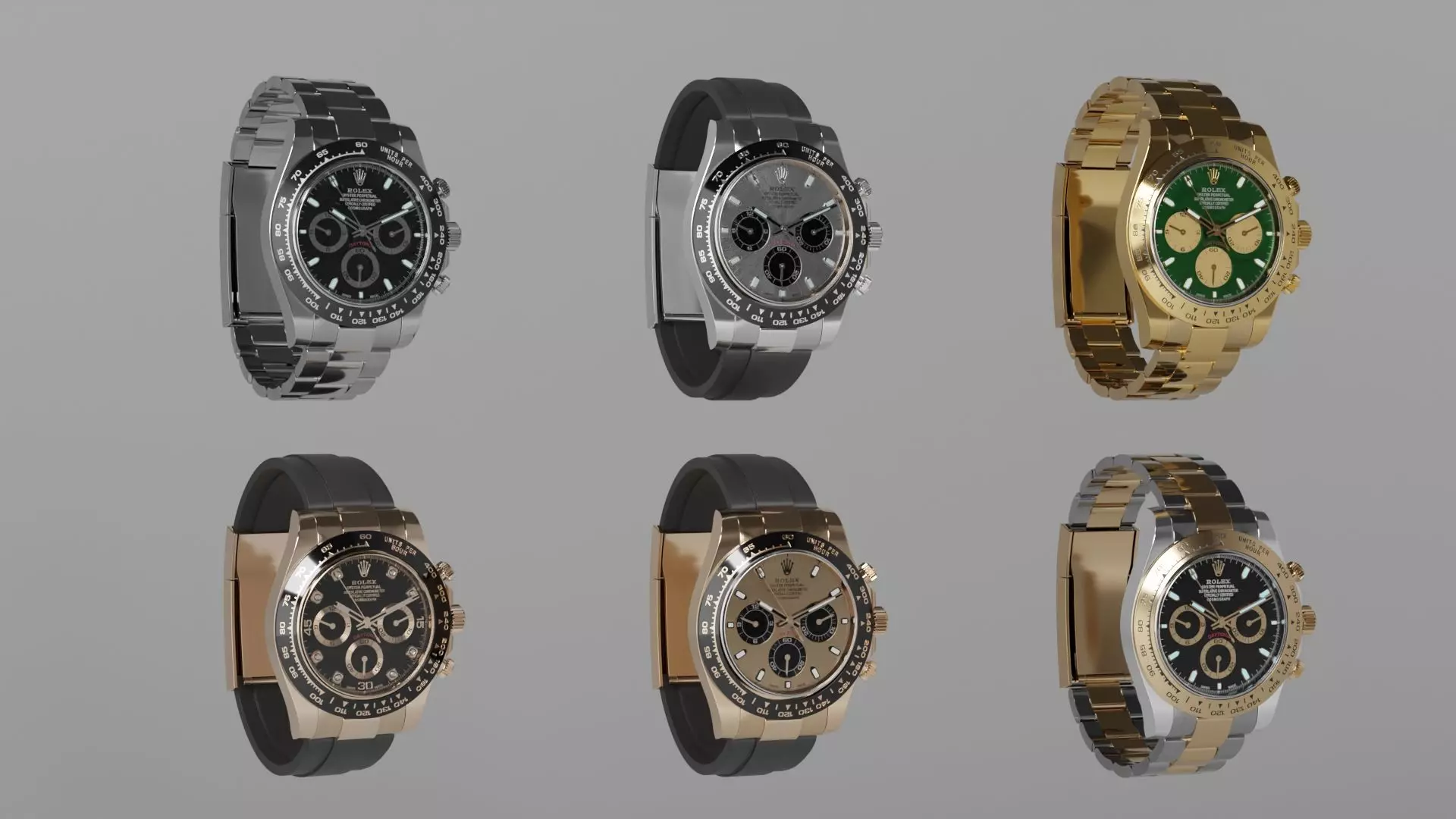 Rolex Daytona Luxury Watch Collection Low-poly 3D model_0