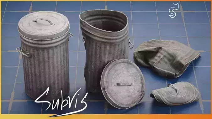 Realistic Trash bins - Game Ready Props Pack 