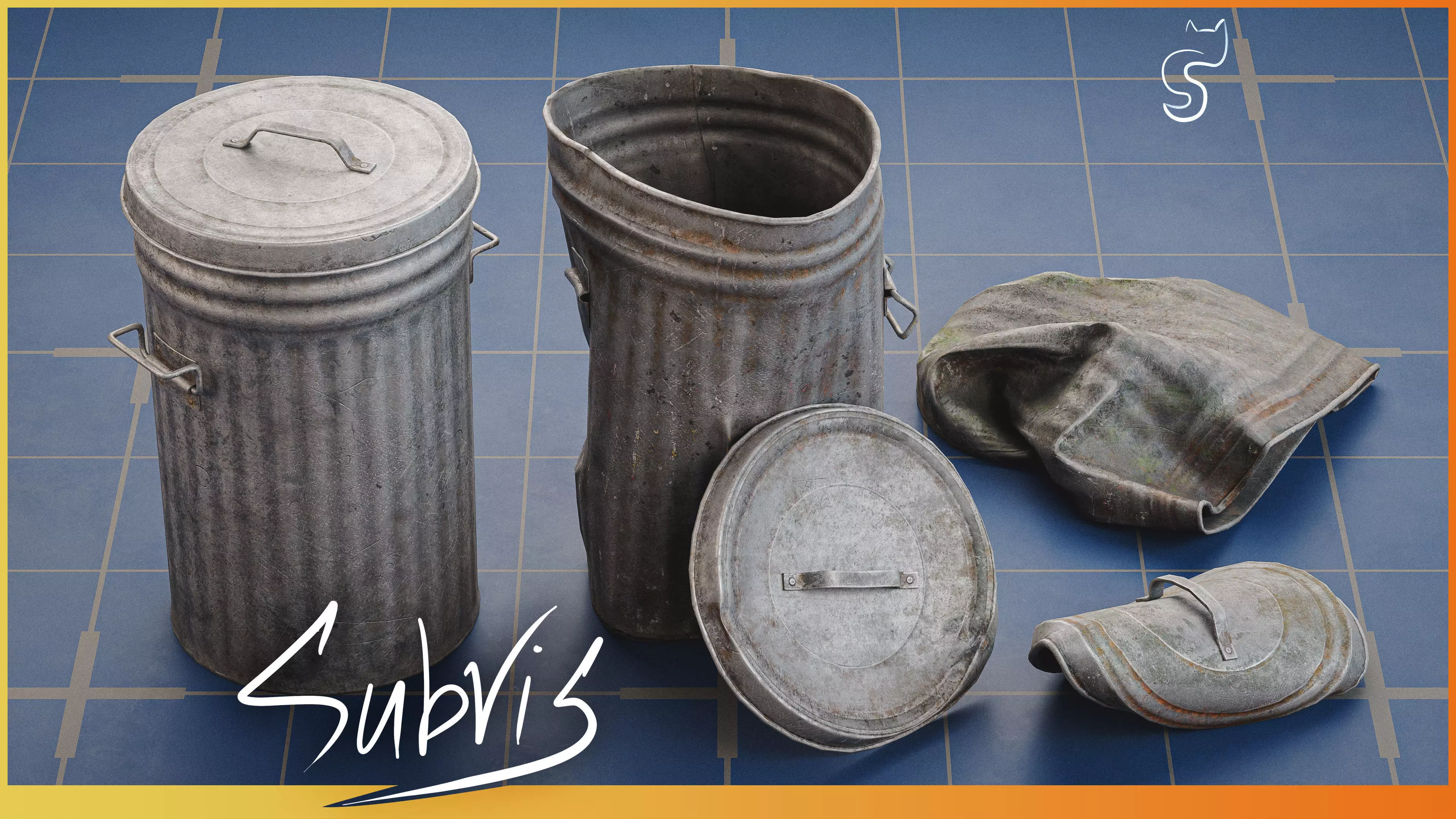 Realistic Trash bins - Game Ready Props Pack Low-poly 3D model