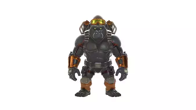 Cybernetic Gorilla Mech Futuristic Armored Ape Warrior Figurine