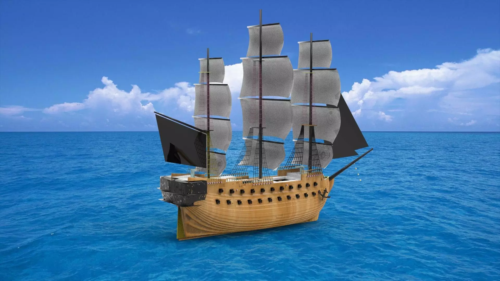 Old sailing ship 3D print model_1