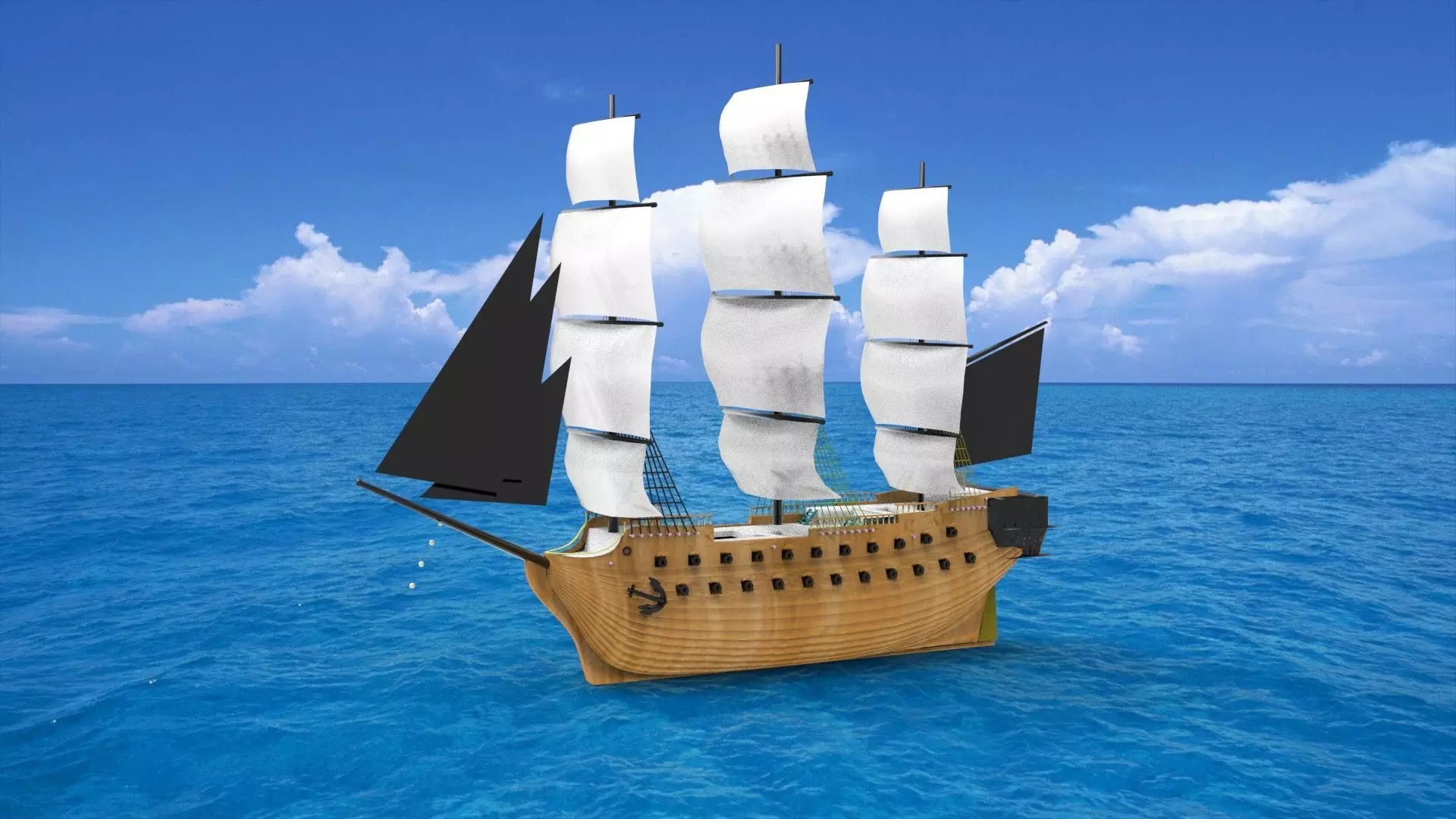 Old sailing ship 3D print model_0