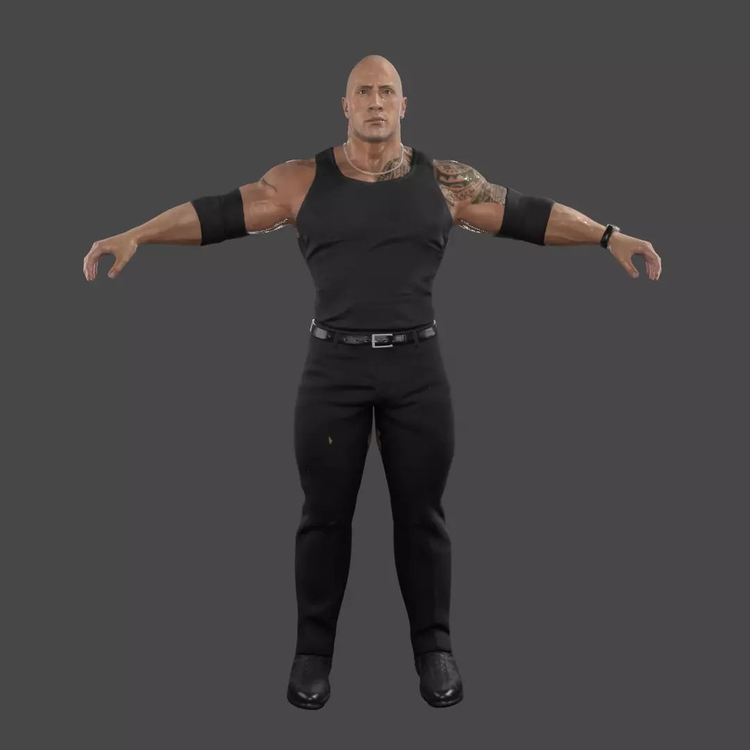 The Rock Parody Low-poly 3D model_1