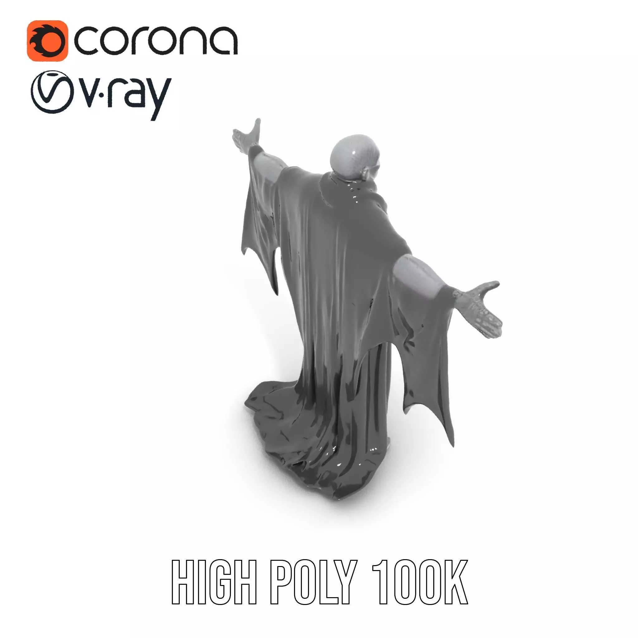 Gothic Skeleton Figure with Cape Model Pack Low-poly 3D model_18