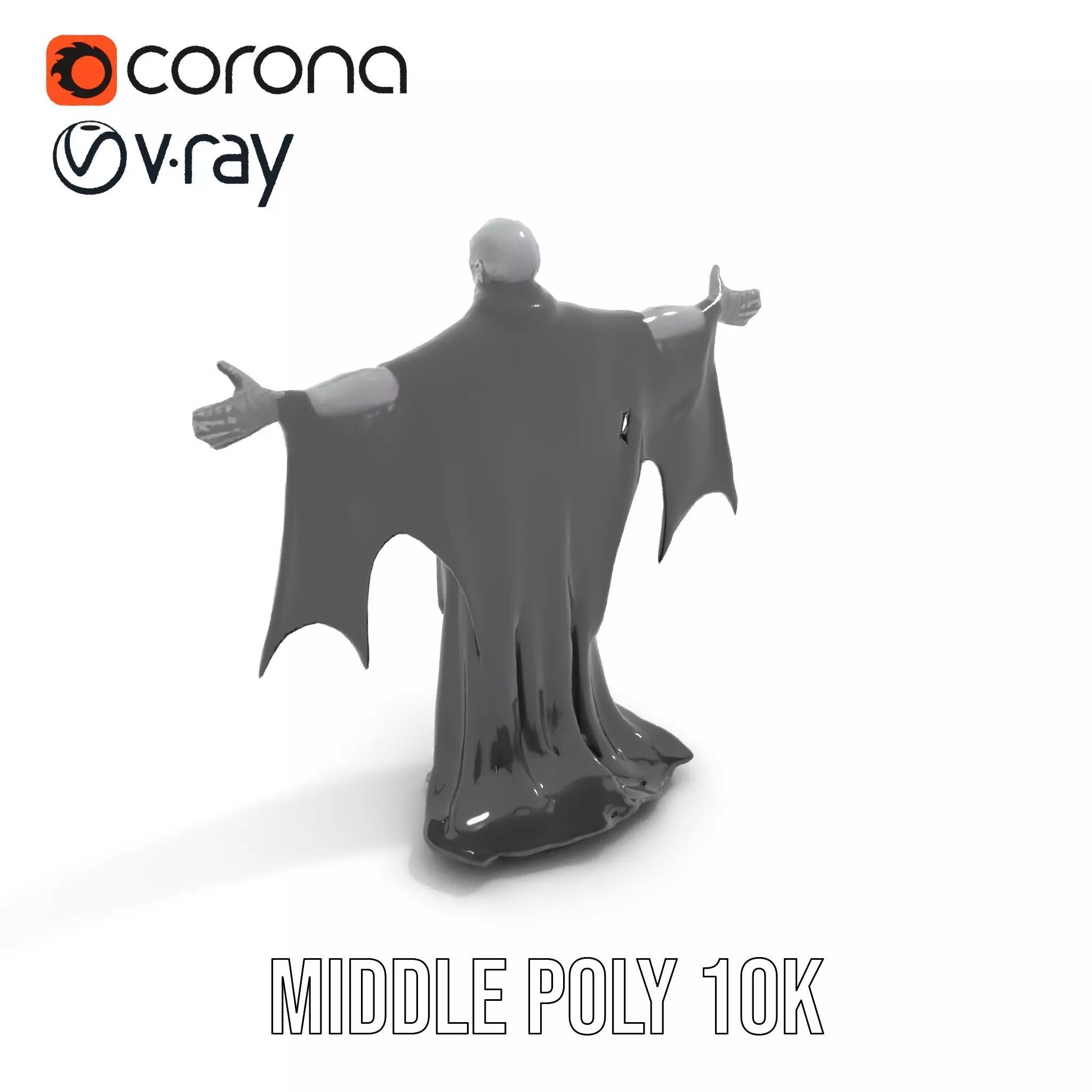 Gothic Skeleton Figure with Cape Model Pack Low-poly 3D model_6