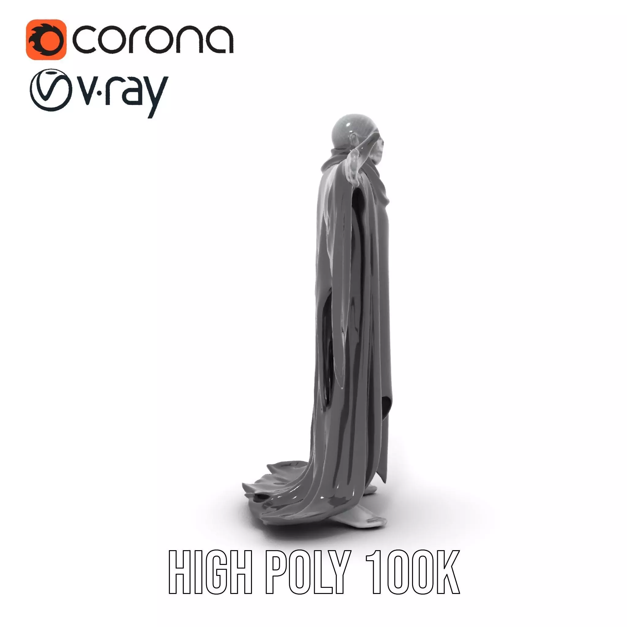 Gothic Skeleton Figure with Cape Model Pack Low-poly 3D model_26