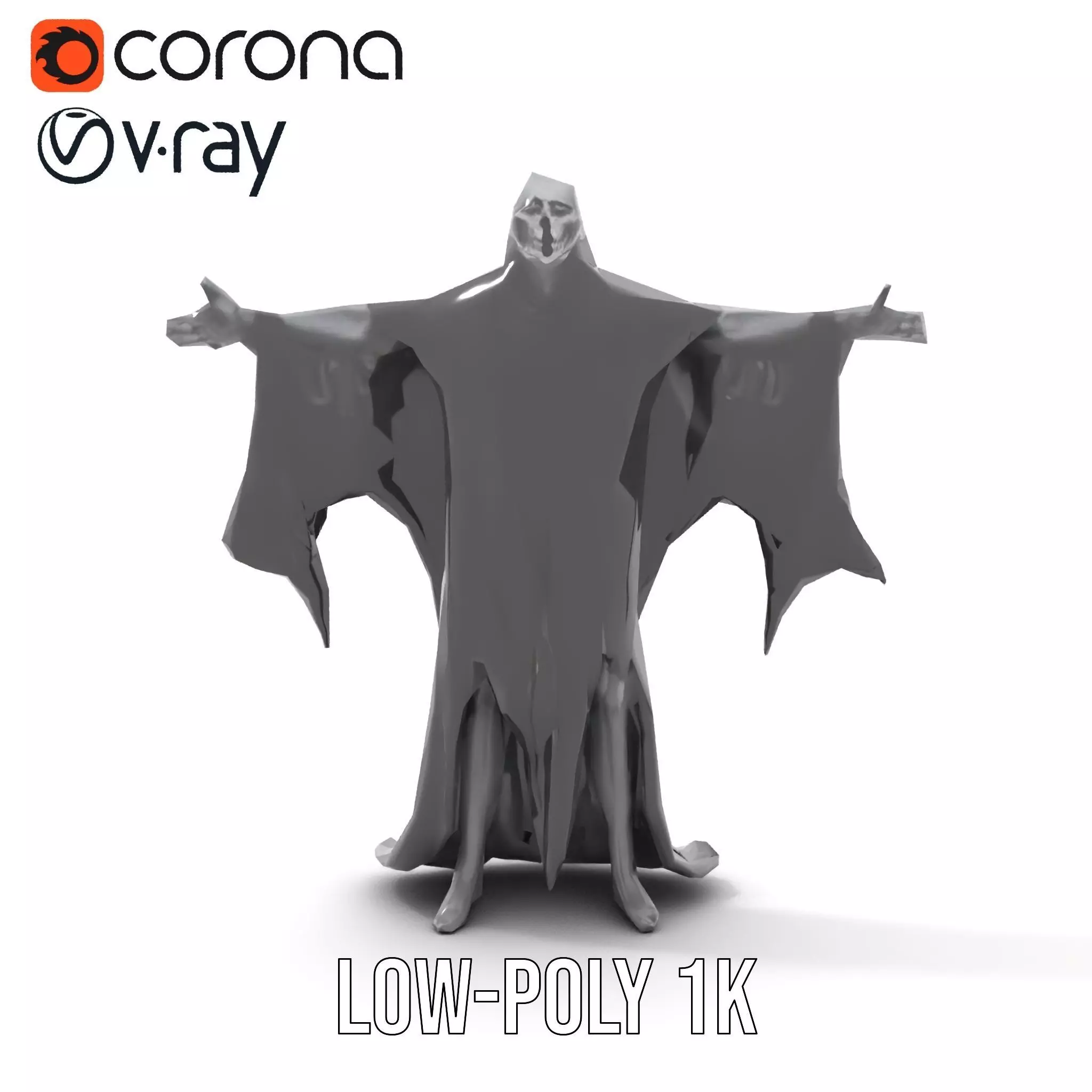 Gothic Skeleton Figure with Cape Model Pack Low-poly 3D model_14
