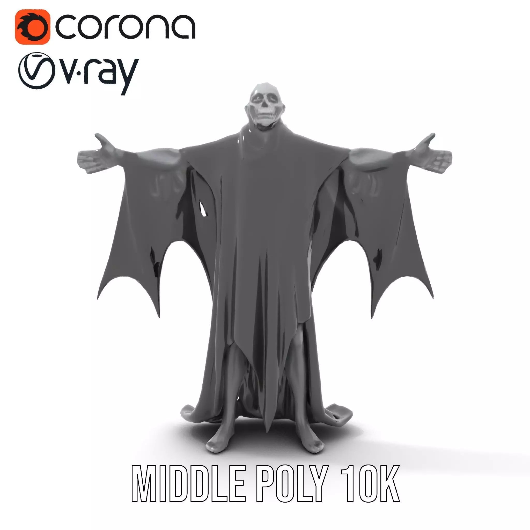 Gothic Skeleton Figure with Cape Model Pack Low-poly 3D model_11